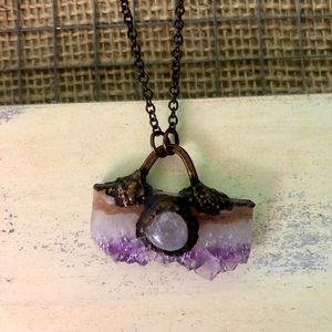 *2/30* Amethyst slice & Moonstone Boho necklace